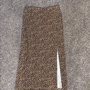 Cheetah print midi skirt with leg slit